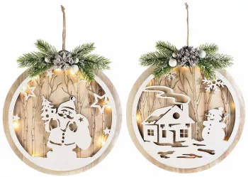 Set 2 decoratiuni Craciun cu led 28x30 cm 