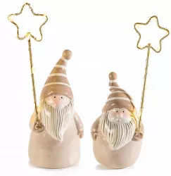 Set 2 figurine Mos Craciun cu led 7.5x6x18.5 cm 8x5.5x17.5 cm 