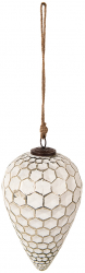 Set 2 globuri sticla alb argintiu Craciun 14x25 cm