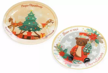 Set 2 platouri sticla Craciun 30 cm 