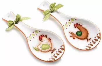 Set 2 suporturi linguri din ceramica model Gaina 11x24 cm 