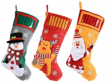 Set 3 ciorapi suspendabili din textil model personaje Craciun 25x46 