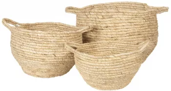 Set 3 cosuri decorative din rattan natur Ø 30 cm x 31 h 