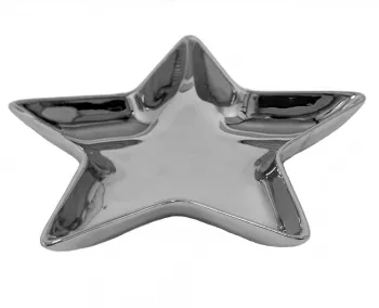 Set 4 boluri ceramica argintie Stea 20x19x2 cm 