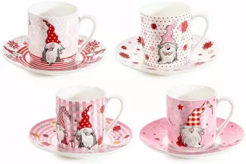 Set 4 cesti portelan Gnom 5x5.5 cm
