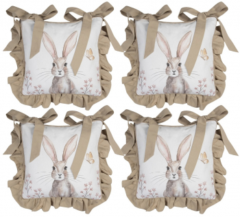 Set 4 huse perna scaun din bumbac model Iepuras 40x40 cm