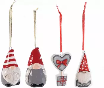 Set 4 ornamente brad Craciun 4x7.5 cm 