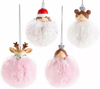 Set 4 ornamente brad Craciun 6.5x8 cm 