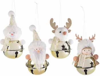 Set 4 ornamente brad Personaje Craciun auriu 6x13 cm