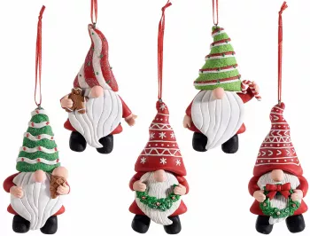 Set 5 ornamente brad Mos Craciun 5x11 cm 