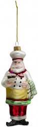 Set 6 ornamente brad din sticla model Mos Craciun Bucatar 7x7x17 cm 