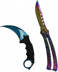 Set doua cutite IdeallStore® butterfly 25 cm si karambit 19 cm multicolor otel inoxidabil 