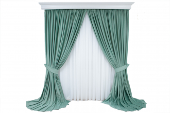 Set de 2 draperii din catifea verde menta cu rejansa semiopace 140x250 cm 