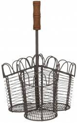 Suport 3 ghivece de flori din fier maro 23 cm x 14 cm x 34 h 