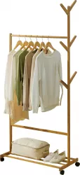 Suport haine bambus natur Vikir 80x35x174 cm 
