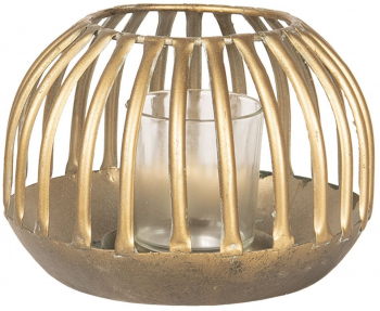 Suport lumanare din metal cupru si pahar din sticla Ø 15 cm x 10 h 