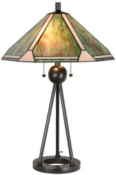 Veioza cu baza din metal maro si abajur din sticla Tiffany 50x73 cm 
