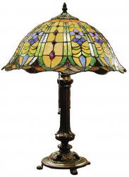 Veioza cu baza din polirasina maro si abajur din sticla Tiffany 40x53 cm 