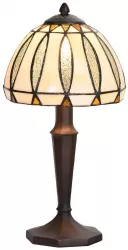 Veioza cu baza din polirasina maro si abajur din sticla Tiffany Ø 16x40 cm 