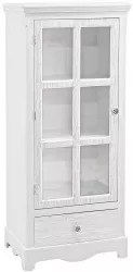 Vitrina 1 usa 1 sertar din lemn alb antichizat Blanc 48.5 cm x 32 cm x 114 h 