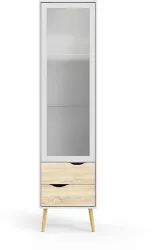Vitrina mdf natur stejar sonoma alb Oslo 50.2x39.1x200.1 cm 