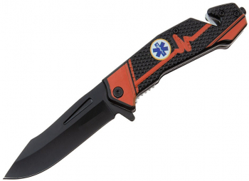 Briceag de vanatoare IdeallStore® Medical Rescue 22 cm otel inoxidabil negru 