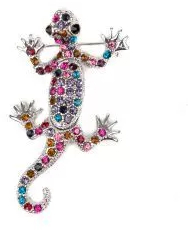 Brosa dama soparla mobila cu strasuri zirconiu multicolor 