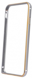 Husa Bumper Aluminiu APC GSM Argintiu cu Insertii Aurii Pentru Iphone 6 6S 