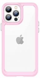 Husa Compatibila cu Apple iPhone 13 Pro Max iberry Space Rama Silicon Roz 