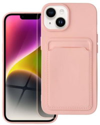 Husa Silicon Compatibila cu Apple iPhone 14 Forcell Card Case Roz