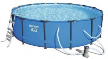 Piscina rotunda cu scara Bestway Steel Pro Max Pool cadru metalic pompa de filtrare 457x107 cm 