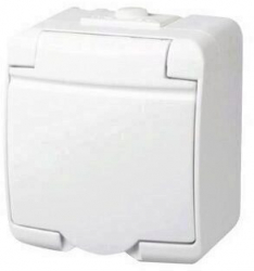 Priza montaj aparent Home Aquastar 21141 alb 1 locas IP 44