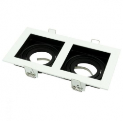 Rama cu 2 locasuri pentru spoturi Petunya-2 White MR16 culoare Alba 100x185mm Aluminiu 