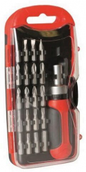 Set capete surubelnite biti cu clichet SMA DE 101484 cutie plastic 21 piese Crom Vanadium 