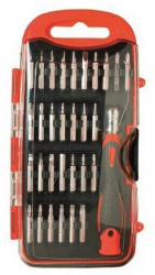 Set capete surubelnite de precizie SMA DE 101489 cutie plastic 31 piese Crom Vanadium maner cap mobil
