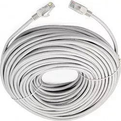 Cablu UTP Retea Gri Ethernet Cat 5e 30m Lungime - Cablu Patch de Internet cu Mufa Conector RJ45