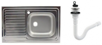 Chiuveta masca inox cuva dreapta 80x50 cm cu sifon de scurgere G207 