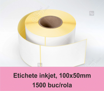 Etichete inkjet JetGloss in rola 100x50mm adeziv permanent 1500 buc/rola compatibile Epson 