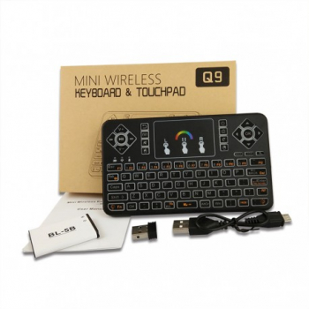 Tastatura Wireless Techstar® Q9 Iluminata RGB QWERTY Plug and and Play Tochpad Tastatura Mouse 