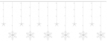 Instalatie luminoasa tip perdea model stea alb cald 8 moduri iluminare interior-exterior IP44 138 LED 2.5 m 