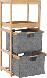 Raft lacuit bambus natur tesatura gri Kelana 40x30x88 cm 