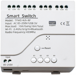 Releu inteligent smart WiFi cu 3 mode-uri si 4 canale DIY 85-250V compatibil Tuya/SmartLife