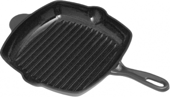 Tigaie grill din fonta emailata 26.5 x 4.5 cm baza inductie Negru 