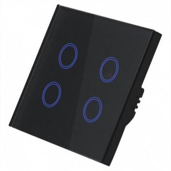 Intrerupator Smart Touch Techstar® Wireless 2.4GHz Sticla Securizata Design Modern Iluminare LED 4 Faze 