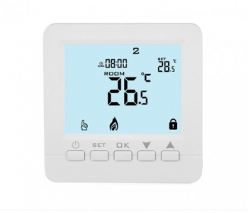 Termostat Techstar and reg TH-06 Ecran Digital Incastrabil 16A 3500W Alimentare 220V Senzor Pardoseala Alb 