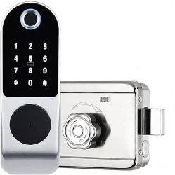Incuietoare inteligenta Smart waterproof deblocare cu amprenta parola card APP bluetooth cheie pentru usa de exterior Argintiu 