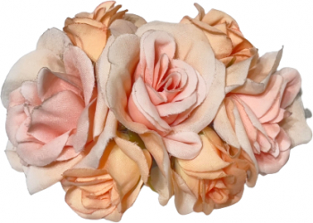 Clama de par Handmade Flori Clip-clap 7 trandafiri Textil Plastic Metal 10x7x5 cm Roz somon inchis