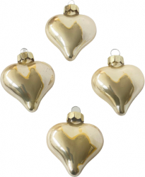Set 4 globuri de Craciun Forma de inima Finisaj lucios Argintate pe interior Sticla 6x3x7 cm Ivoire deschis 