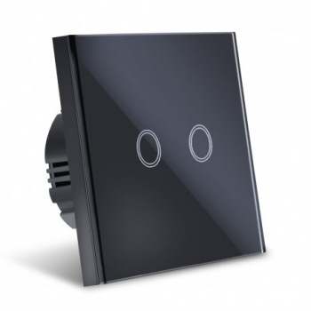 Intrerupator Smart Touch Techstar® Wireless 2.4GHz Sticla Securizata Design Modern Iluminare LED 2 Faze 