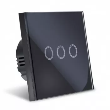 Intrerupator Smart Touch Techstar® Wireless 2.4GHz Sticla Securizata Design Modern Iluminare LED 3 Faze 
